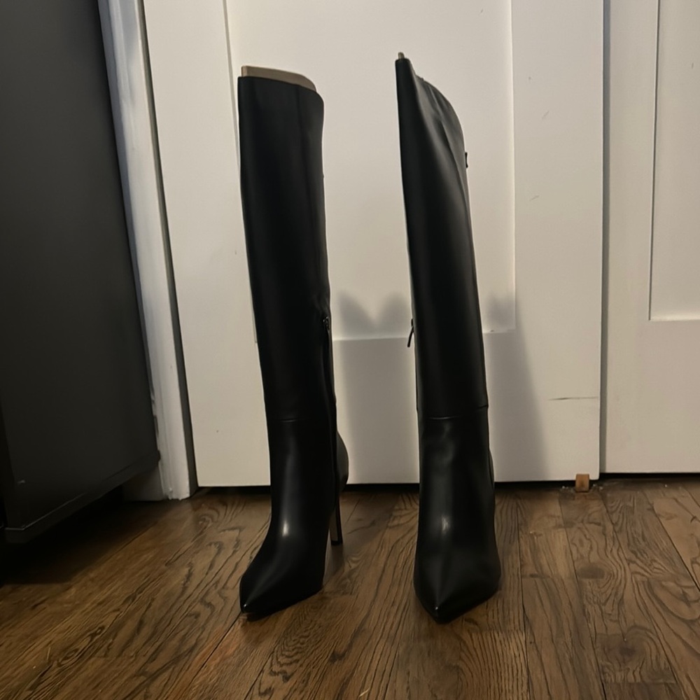 Sophisticated Black Over the Knee Boots with Pointed Toe